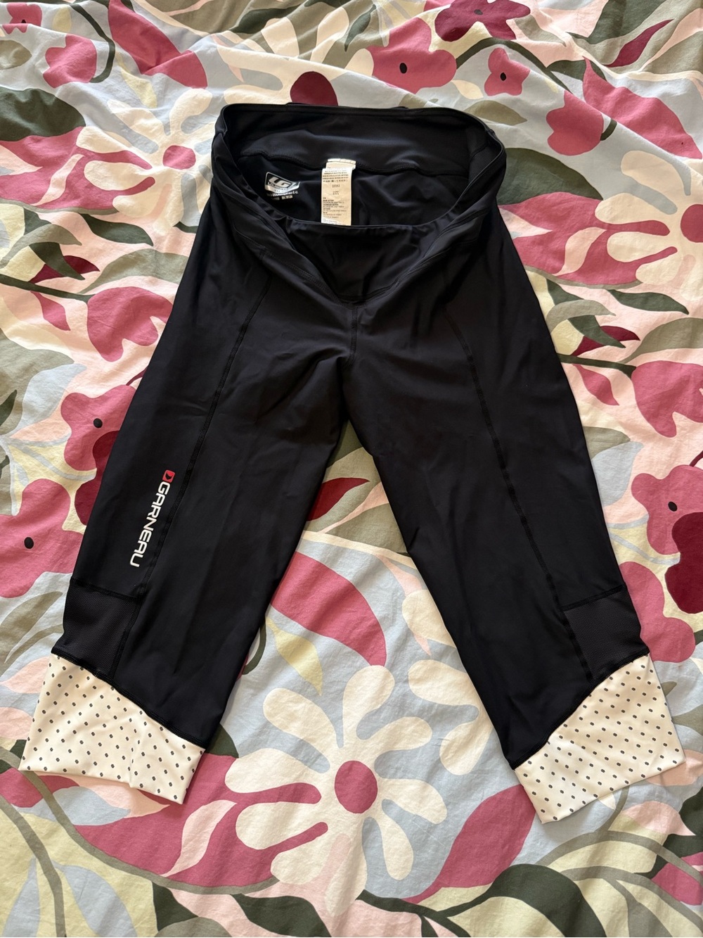 Louis Garneau Women's Black Bike Shorts with Polka Dot Cuffs